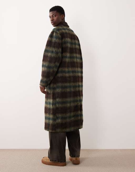 ASOS DESIGN - Oversized jas in wollook met bruin ruitmotief, 3 van 5