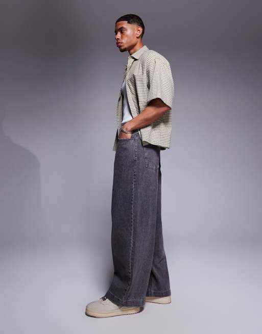 ASOS DESIGN oversized baggy fit jeans in washed grey 