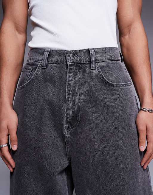 ASOS DESIGN oversized baggy fit jeans in washed grey 