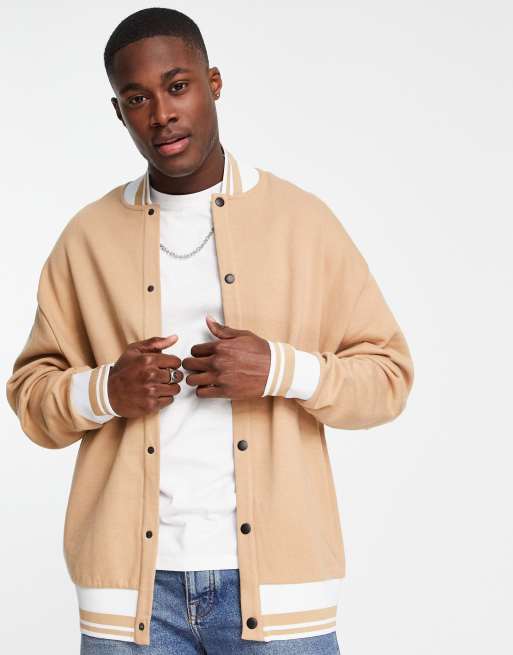 Asos Oversized Jersey Bomber Jacket With Patch Pockets, $52, Asos