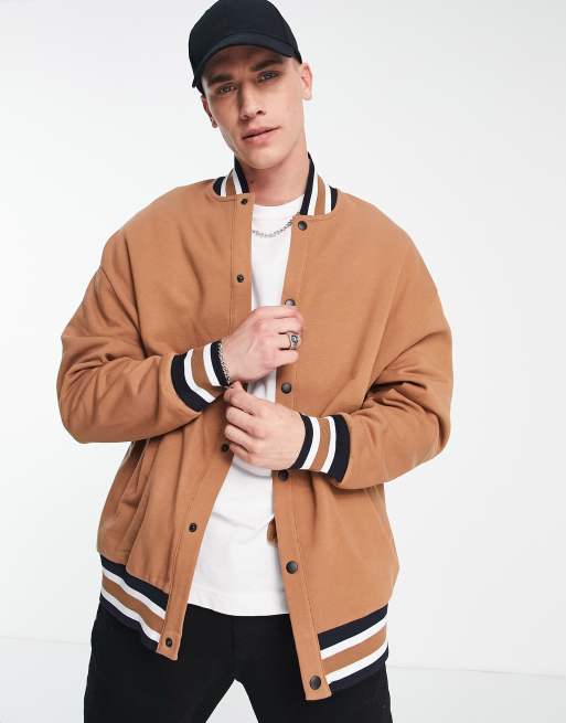 ASOS DESIGN bomber jacket in brown