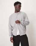 [ASOS DESIGN] ASOS DESIGN oversized jersey cardigan button through in grey M Grey marle