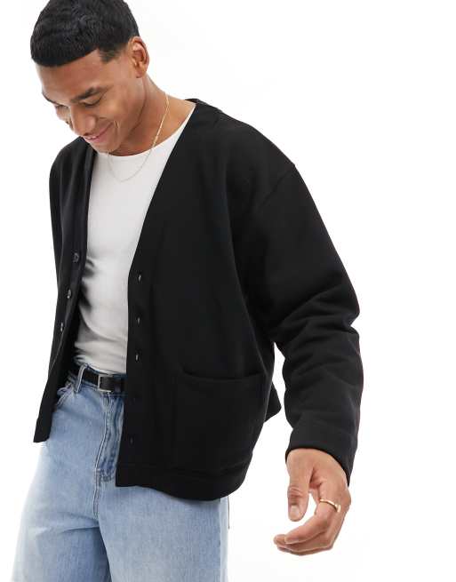 Oversized black cardigan with pockets hotsell