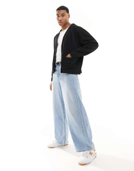ASOS DESIGN oversized jersey cardigan in black, 2 of 4