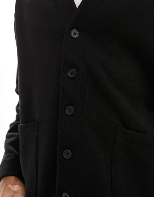 ASOS DESIGN oversized jersey cardigan in black, 3 of 4