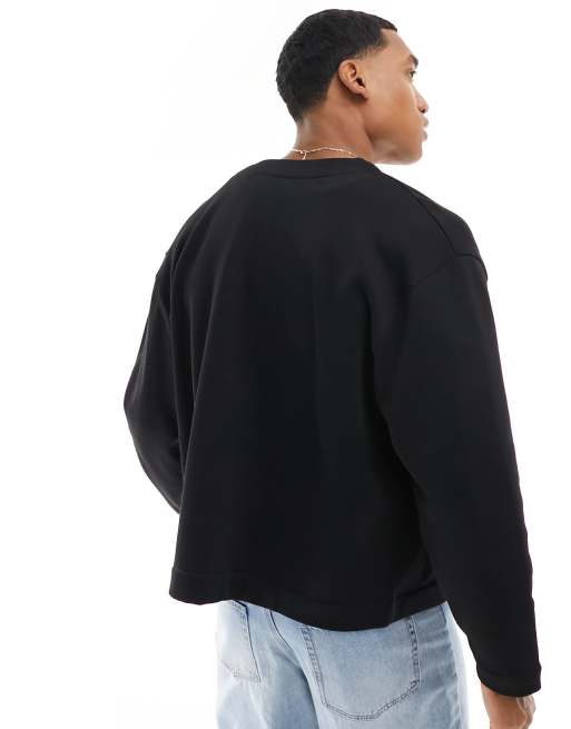 ASOS DESIGN oversized jersey cardigan in black, 4 of 4