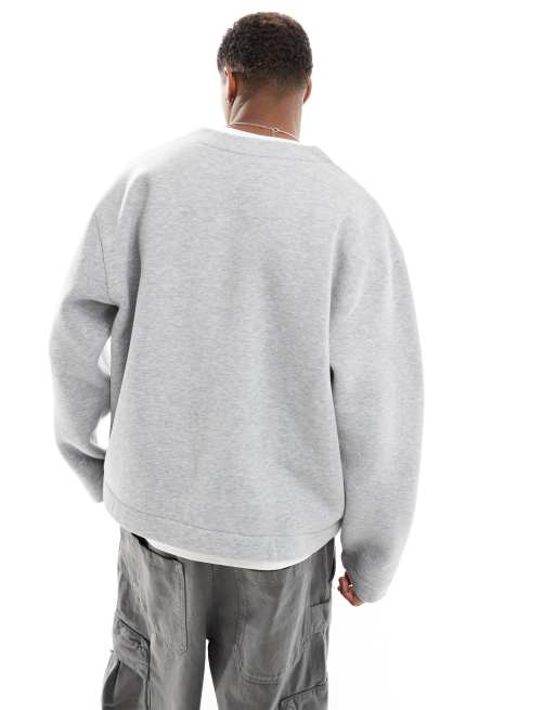 ASOS DESIGN oversized jersey cardigan in grey marl, 2 of 4