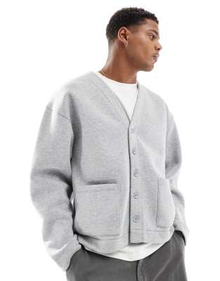 Asos Design Oversized Jersey Cardigan In Heather Gray