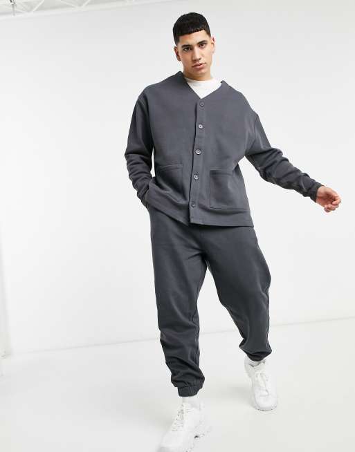 ASOS DESIGN oversized jersey cardigan in washed black ASOS