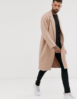ASOS DESIGN oversized jersey duster jacket in beige ribbed fabric | ASOS