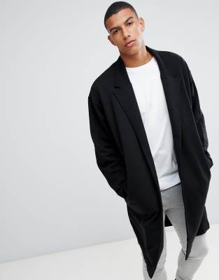 oversized jersey duster jacket in black 