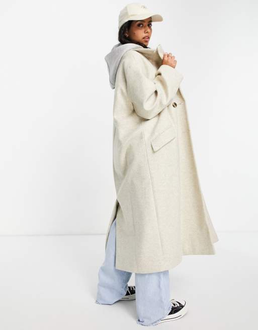 JJXX high neck longline padded coat in gray