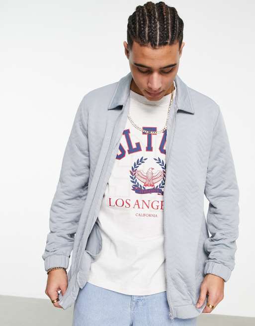 ASOS DESIGN oversized jersey jacket in blue with quilting (part of a set)