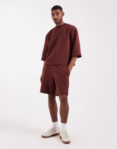 ASOS DESIGN - Oversized jersey short met langere lengte in donkerbruin, deel van co-ord set - view 1
