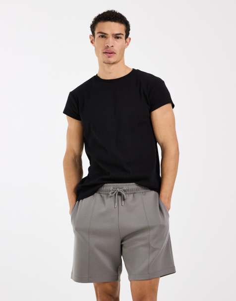 ASOS DESIGN - Oversized jersey short met plat gestikte plooitjes in grijs - view 1