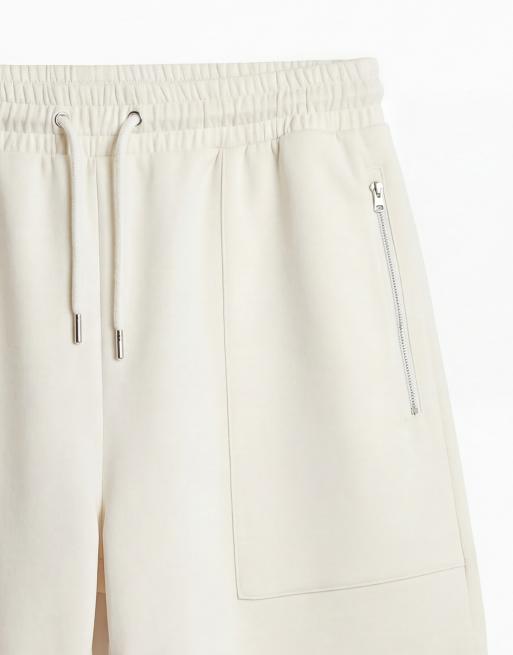 ASOS DESIGN - Oversized jersey short met rits in beige, 8 van 12