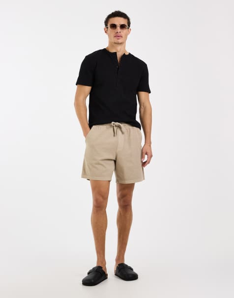 ASOS DESIGN oversized jersey short with back pocket in beige - view 1