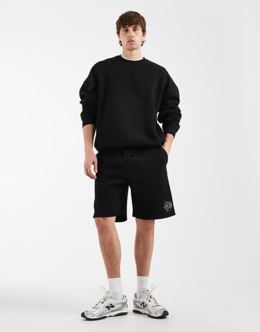 ASOS DESIGN oversized jersey short with graphic in black, 2 of 5