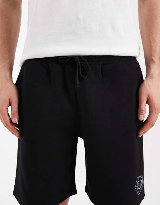 ASOS DESIGN oversized jersey short with graphic in black, 4 of 5