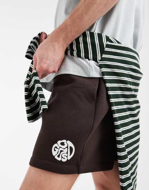 ASOS DESIGN oversized jersey short with graphic in dark brown - view 1