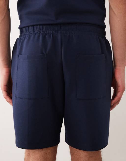 ASOS DESIGN oversized jersey short with pintucks in navy, 4 of 5