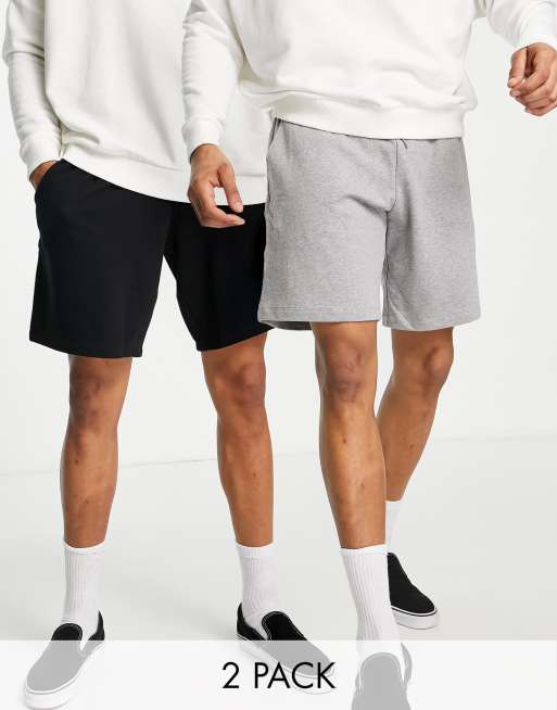 ASOS DESIGN oversized jersey shorts 2 pack in black/gray heather ASOS