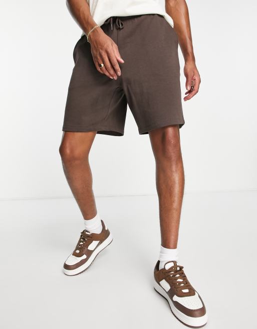 ASOS DESIGN oversized shorts in brown ribbed velour