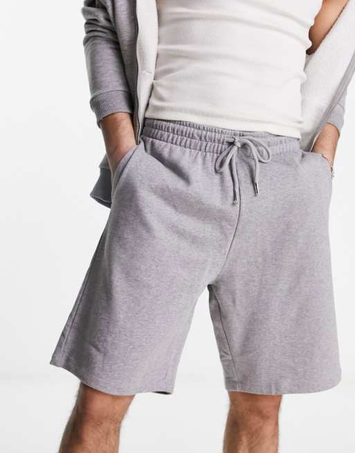 ASOS DESIGN oversized jersey shorts in gray marl