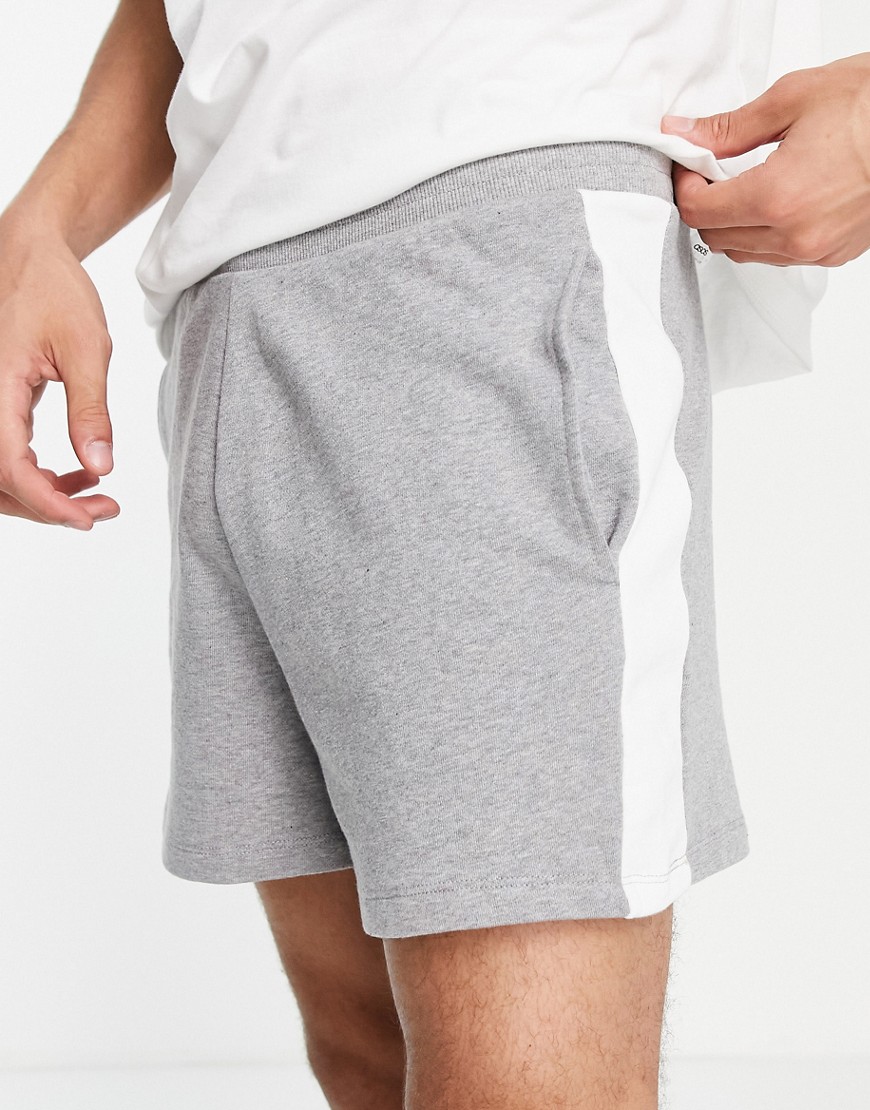 Asos Design Oversized Jersey Shorts In Heather Gray With Side Stripe-grey