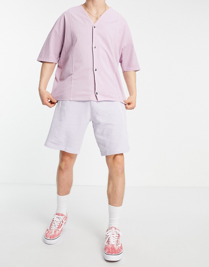 ASOS DESIGN oversized jersey shorts in lilac-Purple