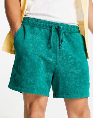 ASOS DESIGN oversized jersey shorts in vintage wash-Green