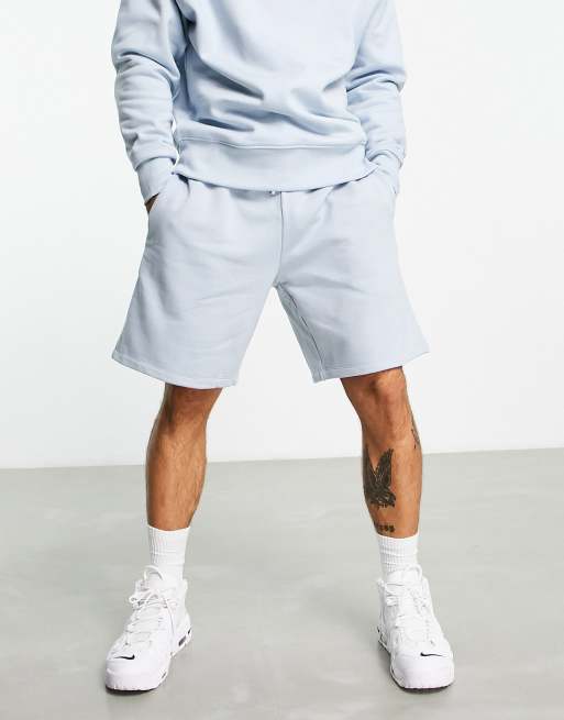 ASOS DESIGN oversized jersey shorts with pintucks in white heather - part  of a set