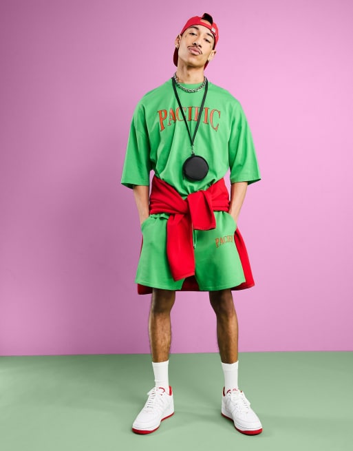 ASOS DESIGN oversized jersey shorts with text print - part of a set