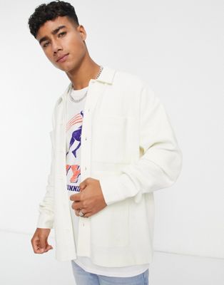 ASOS DESIGN oversized jersey smart jacket in soft white