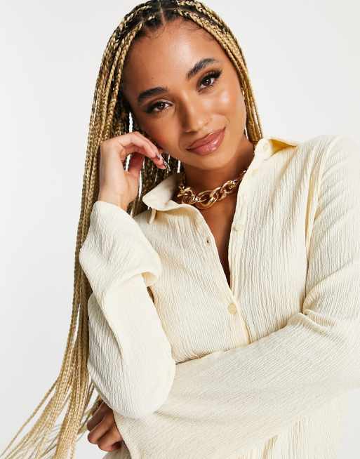 ASOS DESIGN oversized jersey texture shirt in stone (part of a set), 3 of 4