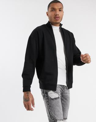 ASOS DESIGN oversized jersey track jacket in black | ASOS