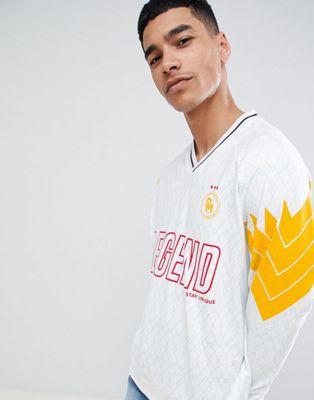 Asos Design Oversized Jersey With Sports Print In White