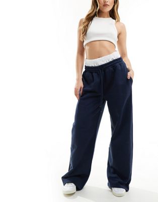 ASOS DESIGN oversized jogger with boxer waistband in navy
