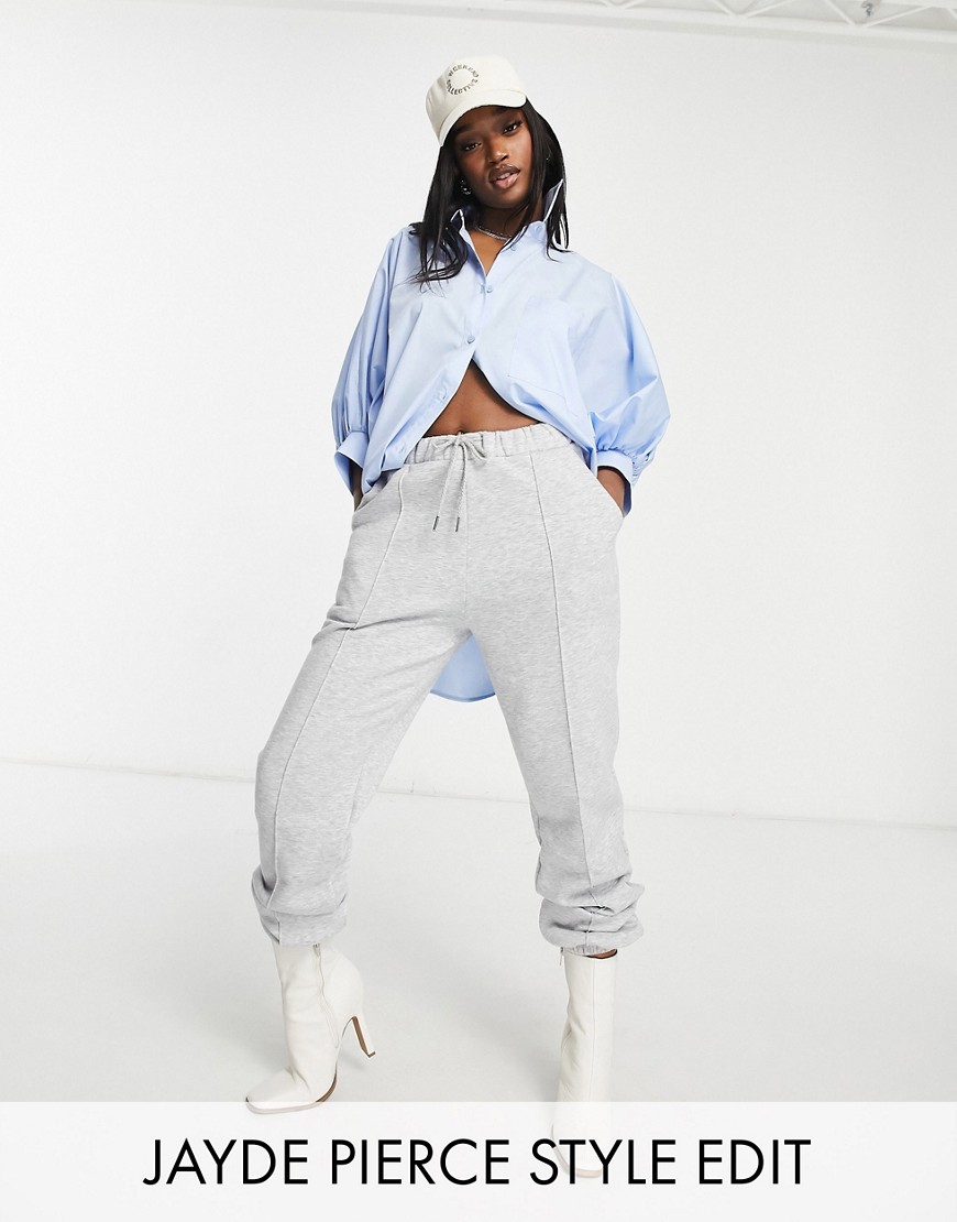 Asos Design Oversized Jogger With Pintuck In Gray Marl-grey