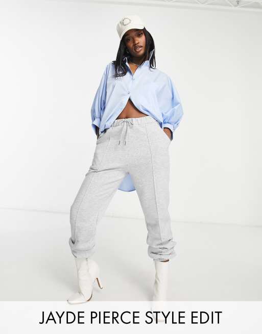 ASOS DESIGN oversized jogger with pintuck in gray marl ASOS