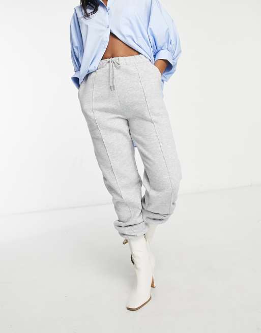 ASOS DESIGN Petite oversized jogger with pintuck in gray marl