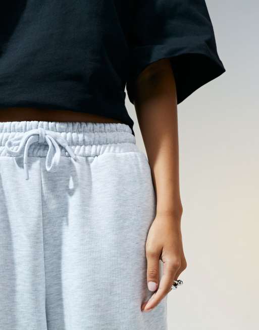 ASOS DESIGN oversized wide leg joggers in grey marl with boxer double layer