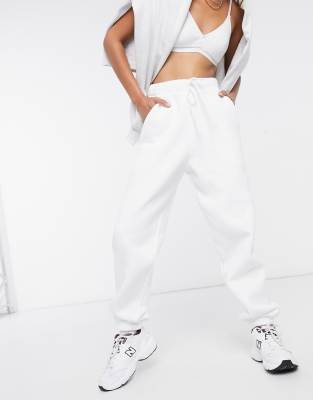 white jogger sweatpants