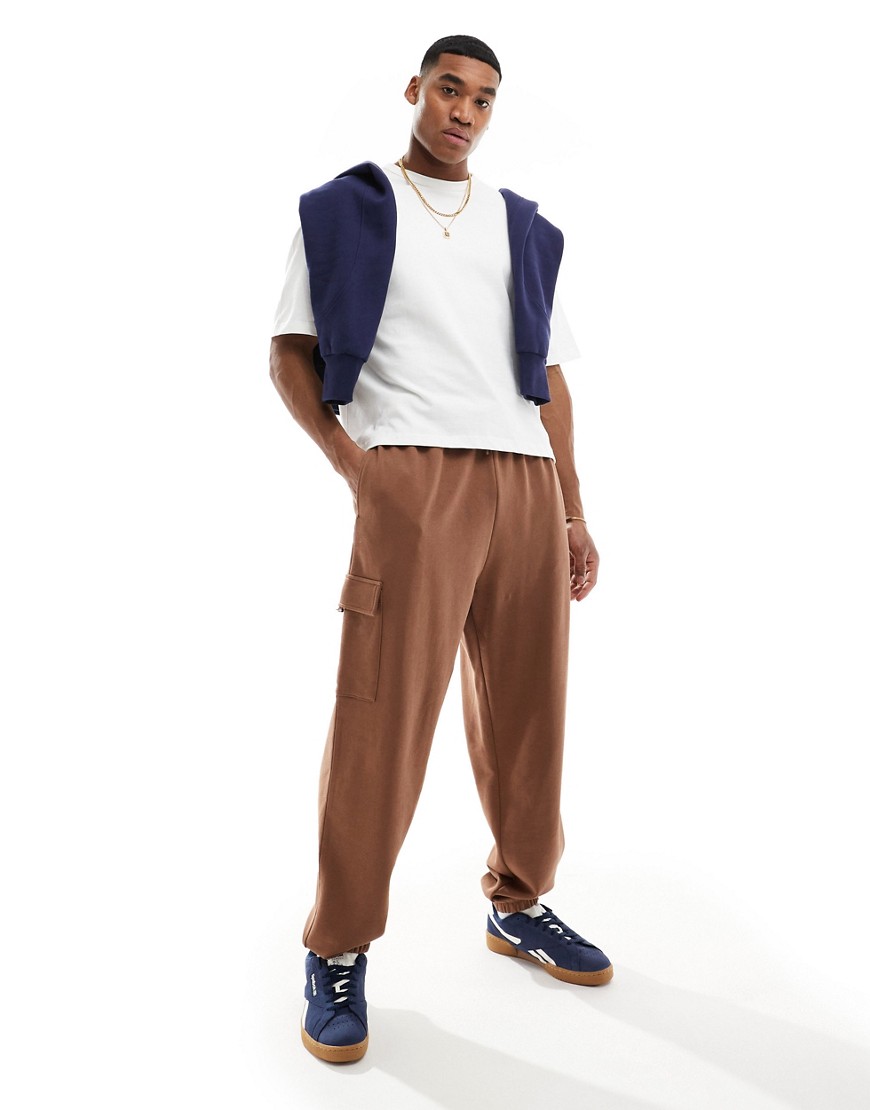 ASOS DESIGN oversized joggers in brown