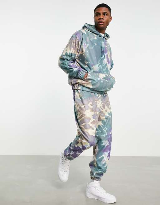 ASOS DESIGN oversized joggers in fleece in tie dye part of a set