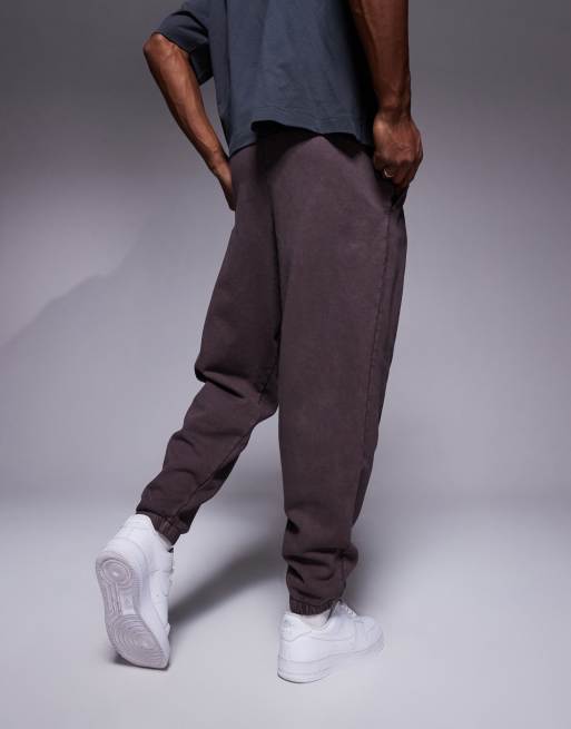 ASOS DESIGN oversized joggers in washed dark brown, 5 of 5