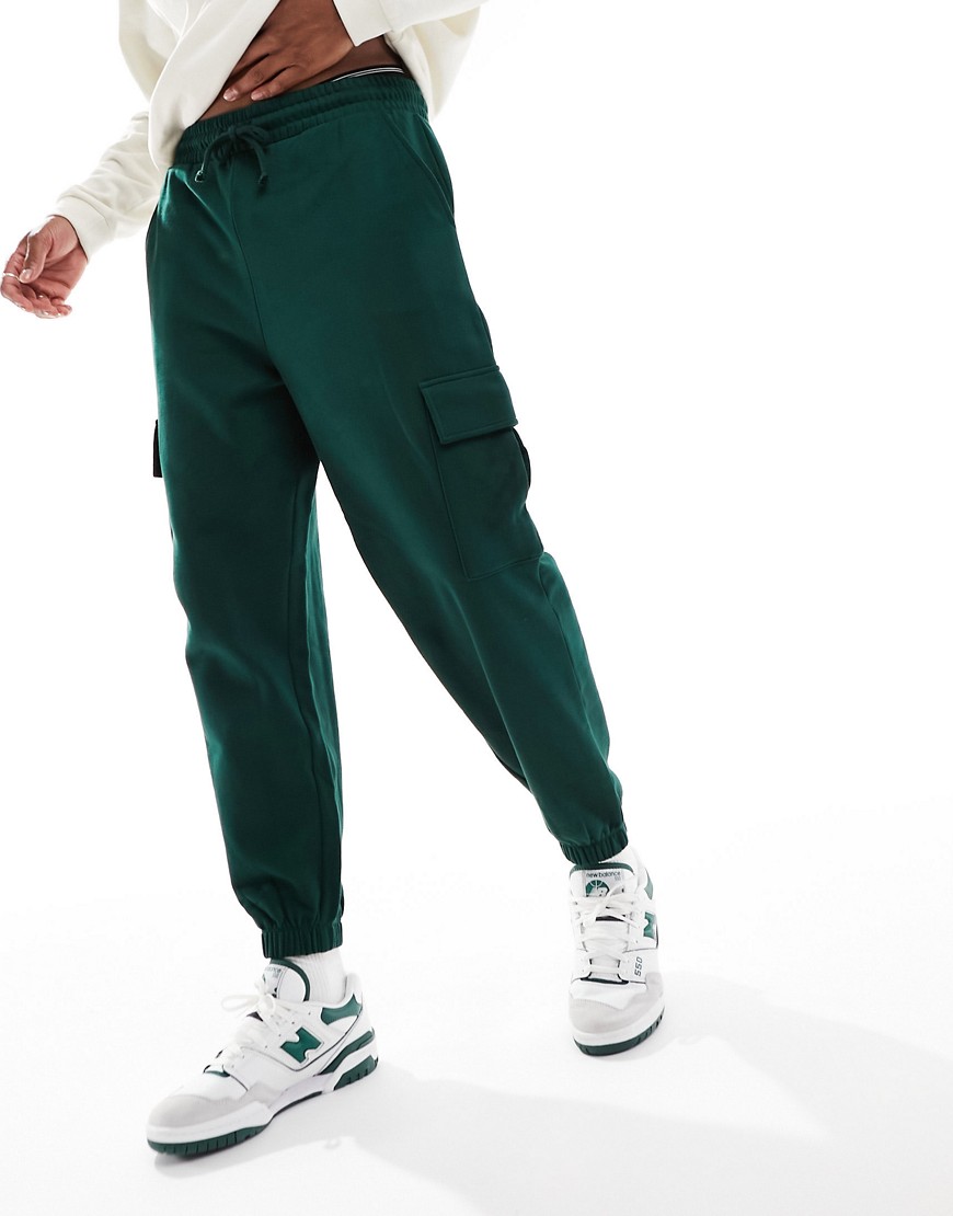 ASOS DESIGN oversized joggers with cargo pockets in dark green