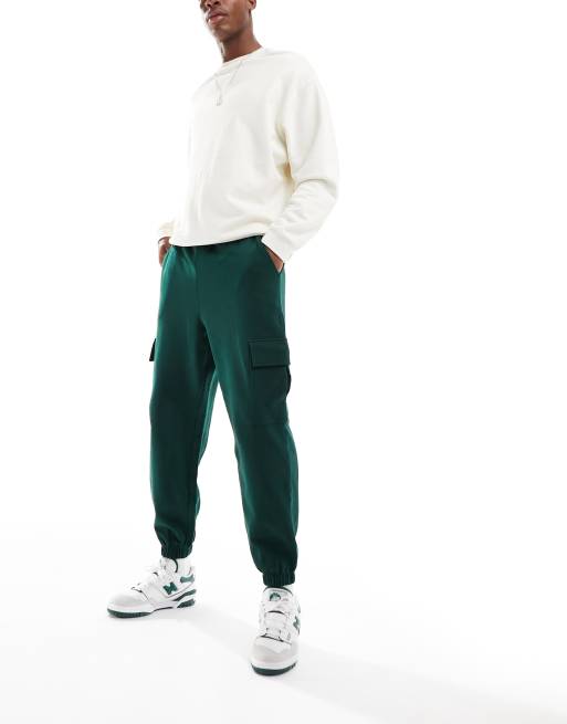 ASOS DESIGN oversized joggers with cargo pockets in dark green