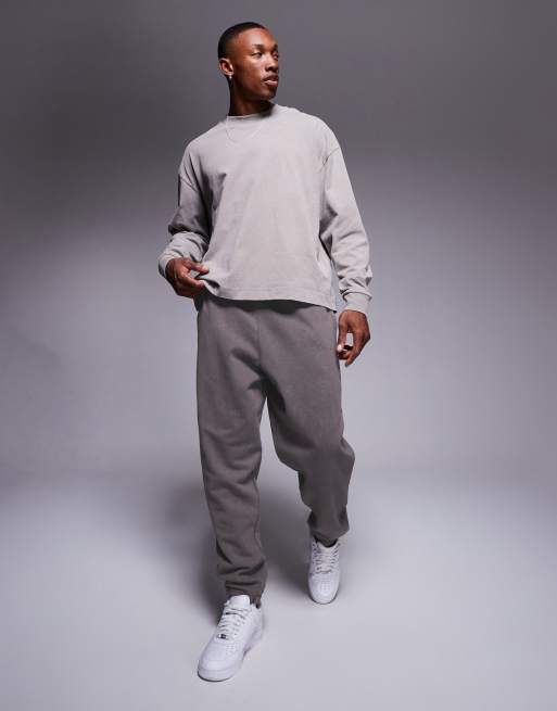 ASOS DESIGN - Oversized joggingbroek in antraciet met wassing