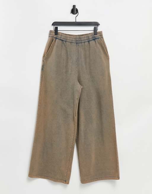 ASOS DESIGN - Oversized joggingbroek in beige met vintage wassing